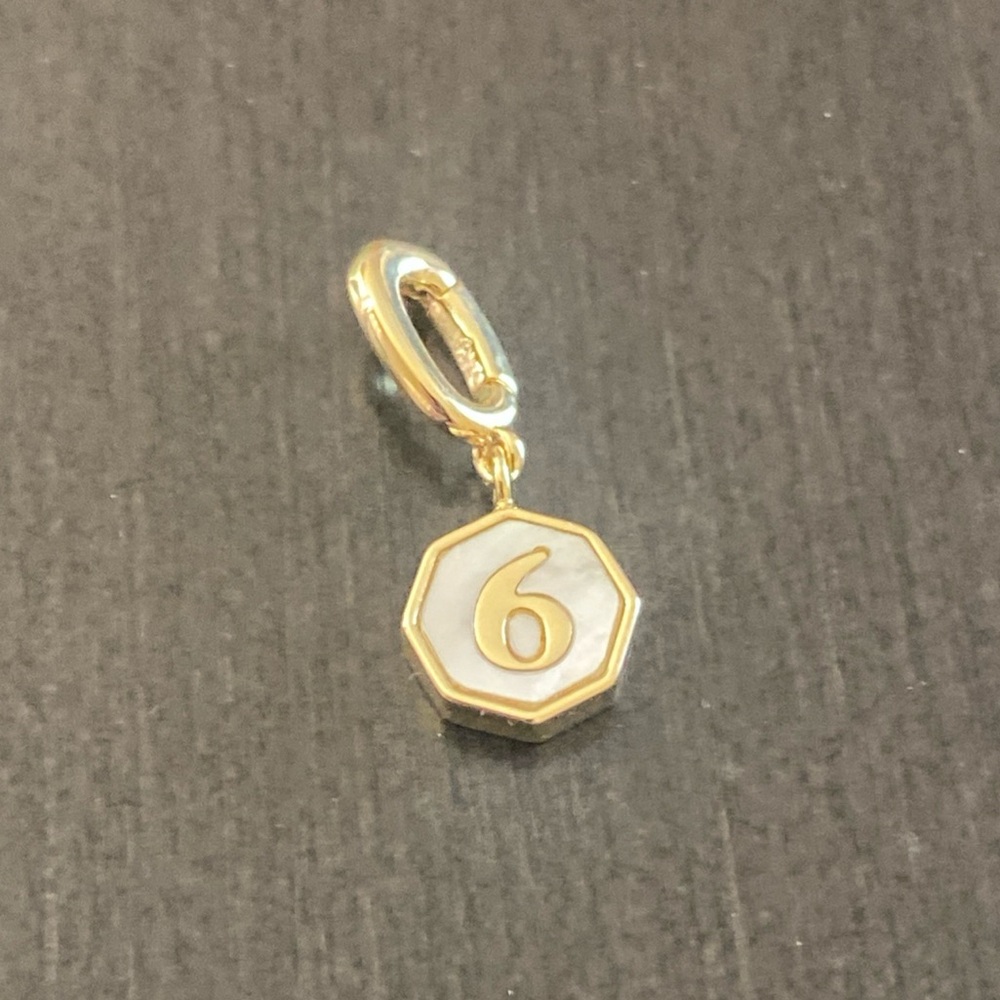Gorjana 18K Gold Plated Enamel Detail Vintage Number 6 Parker Charm